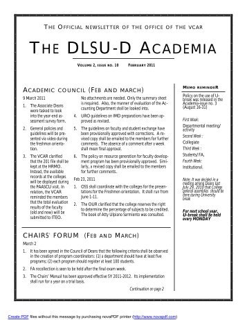 Issue No. 10 - DLSU-D