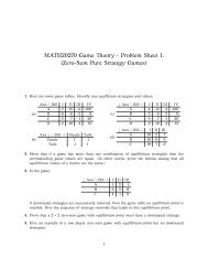 MATH20270 Game Theory - Problem Sheet 1. Zero-Sum Pure ...