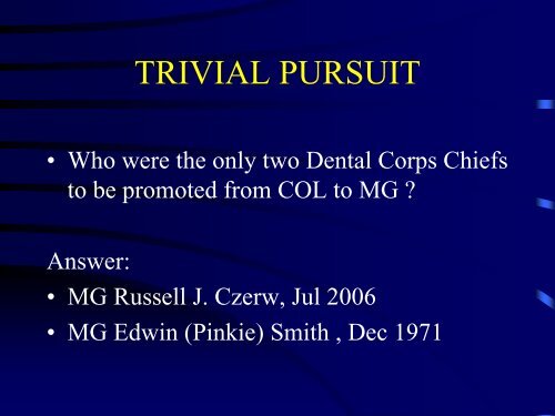 Dental Corps History Brief - Office of Medical History