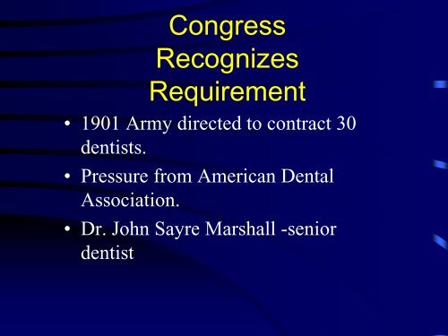 Dental Corps History Brief - Office of Medical History