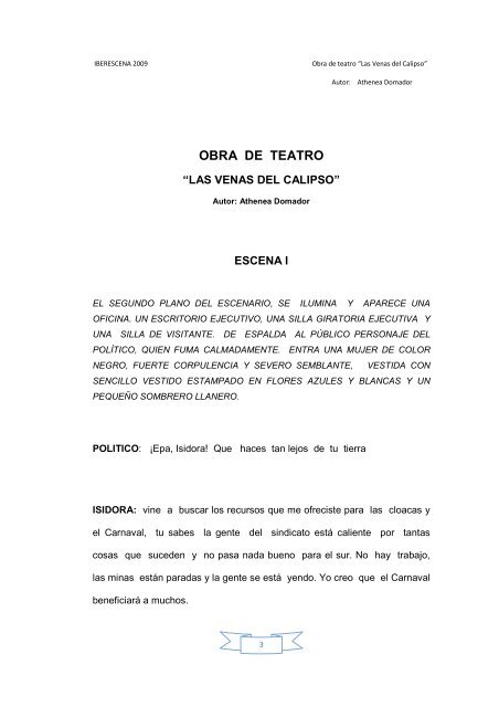 Obra de teatro Las Venas del Calipso - Iberescena