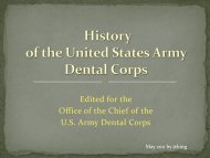 U.S. Army Dental Corps History Brief - Office of Medical History