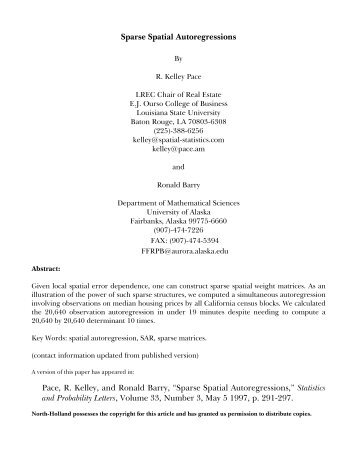 Statistics and Probability Letters (pdf) - Spatial Statistics