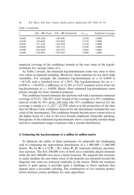 "Monte Carlo Estimates of the Log Determinant of ... - Spatial Statistics