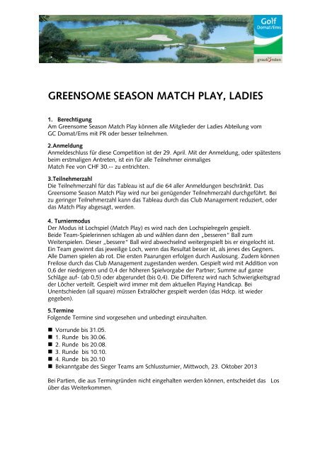 Reglement Ladies GreensomeSeason MatchPlay - Golfclub Domat ...