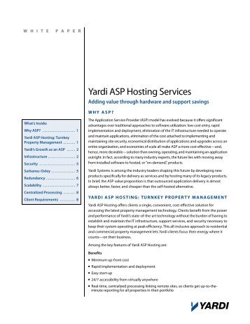 Yardi ASP Hosting Services - Yardi Systems