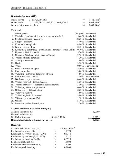 ZNALECKÃ POSUDEK ÄÃ­slo: 4842-988/2012 - OKdrazby.cz