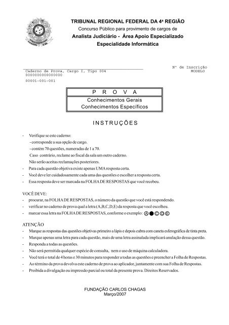 PDF) PROVAS Conhecimentos Gerais Conhecimentos Específicos