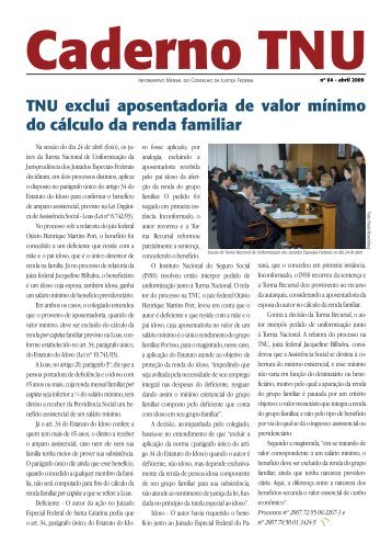 TNU exclui aposentadoria de valor mínimo do cálculo da renda ...