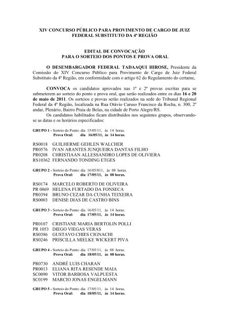 Edital n° 3 - Tribunal Regional Federal da 4ª Região