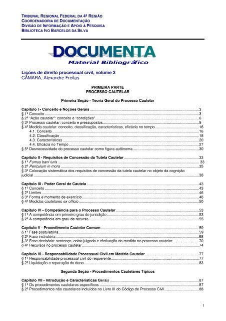 Material Bibliográfico Lições de direito processual civil, volume 3 ...