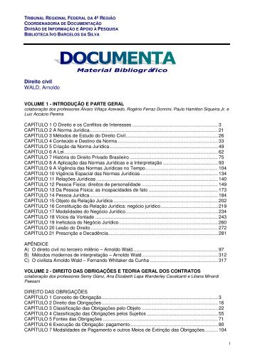 Material Bibliográfico Direito civil WALD, Arnoldo - Tribunal ...