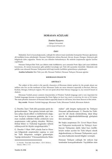 horasan ağızları - Journal of Qafqaz University