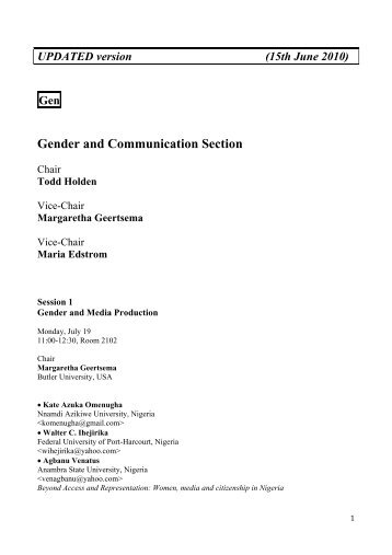 Gender and Communication Section - iamcr' 2010