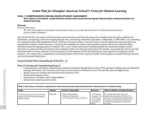 Action Plan for Shanghai American School's Vision for ... - SAS-WASC