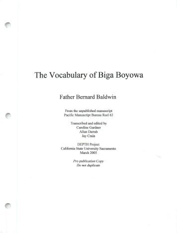 Download a PDF of Father Baldwin's Complete ... - Trobriand Islands