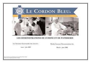 les demonstrations de cuisine et de patisserie - Le Cordon Bleu