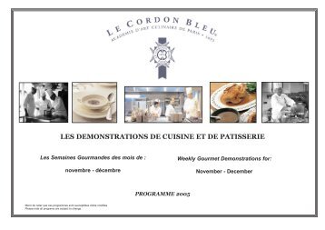 les demonstrations de cuisine et de patisserie - Le Cordon Bleu