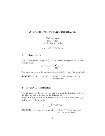 ztrans - REDUCE Computer Algebra System
