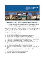 Questionnaire for the Letter of Motivation - EcoS
