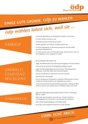 Gute Gründe, die ödp zu wählen - ödp Bottrop