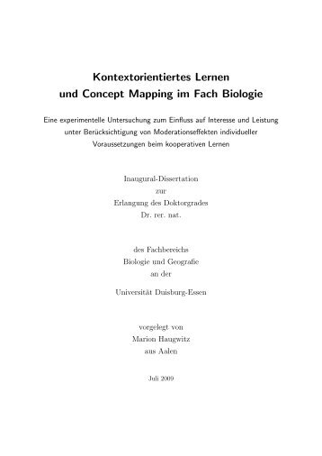 Kontextorientiertes Lernen und Concept Mapping im Fach Biologie