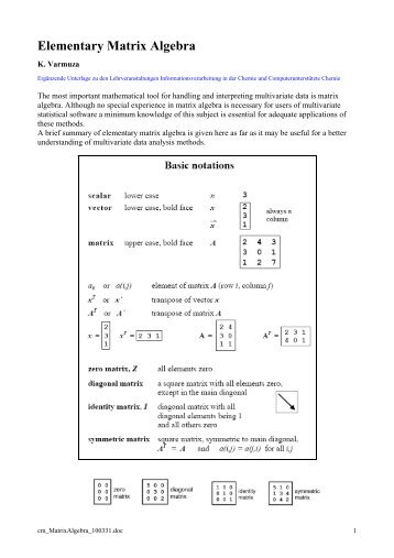 Elementary Matrix Algebra