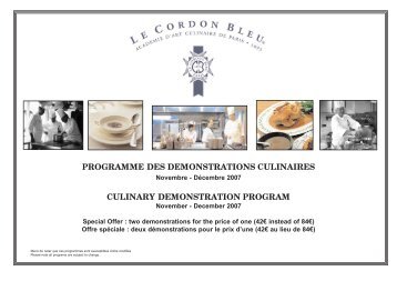 programme des demonstrations culinaires culinary ... - Le Cordon Bleu