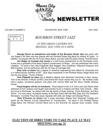 BOURBON STREET JAZZ - The Flower City Jazz Society