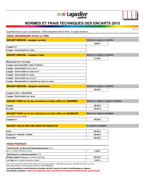 Fiche Technique - Encarts - ELLE (PDF - 0,54 Mo) - LagardÃ¨re ...