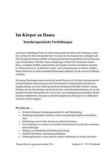 Im Körper zu Hause - Pantarhei - Institut für Therapie, Interaktion ...