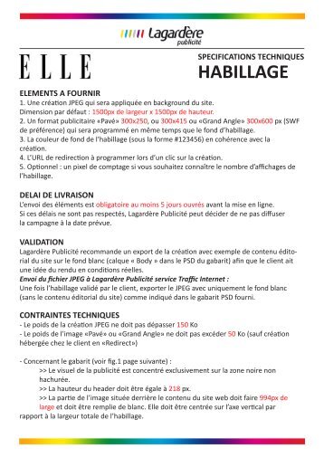 Fiche technique - Elle habillage.pdf - LagardÃ¨re PublicitÃ©