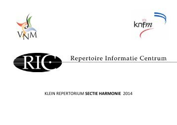 KLEIN REPERTORIUM SECTIE HARMONIE 2014