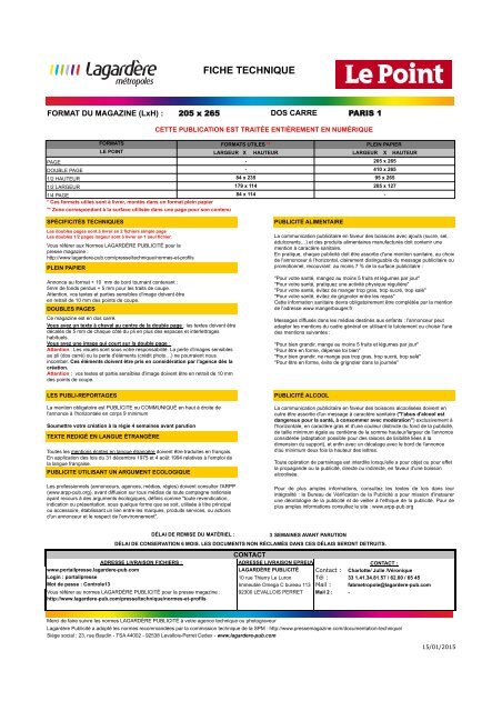 Fiche Technique - MÃ©tropoles - Le Point (pdf) - LagardÃ¨re PublicitÃ©