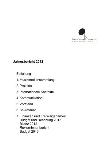 Jahresbericht 2012 - Verein Forum Musik DiversitÃ¤t