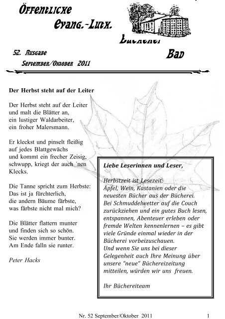 Ausgabe 52 - Sept/Okt - Evang. Ã–ffentl. BÃ¼cherei Bad Reichenhall