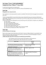 Art Grade 7 Term 2, 2010 ASSIGNMENT Assignment Due: Friday 11 ...