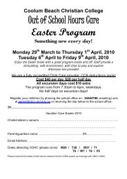 Out of School Hours Care Easter Program - Coolum Beach Christian ...