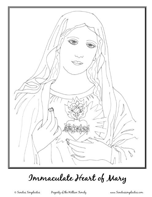 Immaculate Heart of Mary Coloring Pages - Sanctus Simplicitus
