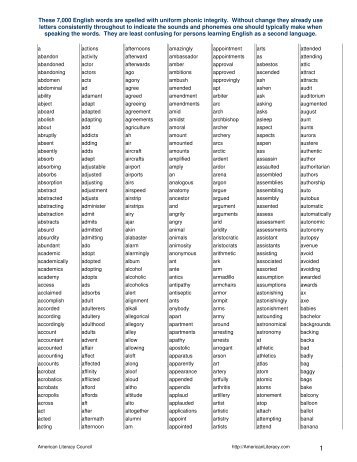 These 7,000 English words are spelled with uniform phonic integrity ...
