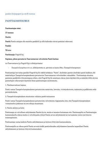 PANTTAUSSITOUMUS - Fingrid