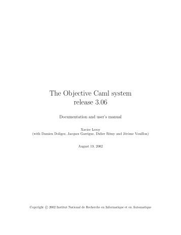 The Objective Caml system release 3.06 - The Caml language - Inria