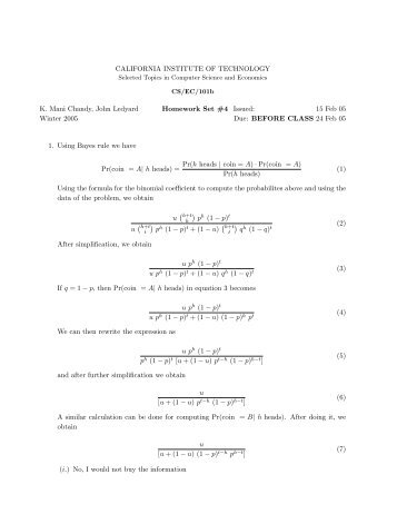 Homework 4 Solutions - Caltech