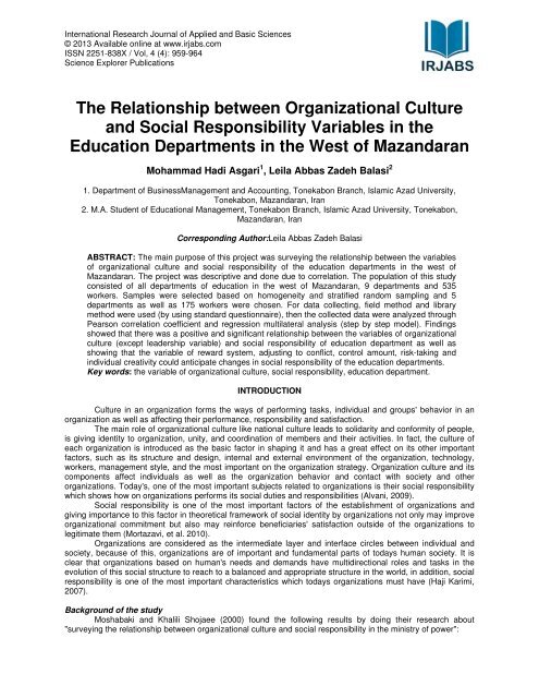 The Relationship between Organizational Culture and Social ...