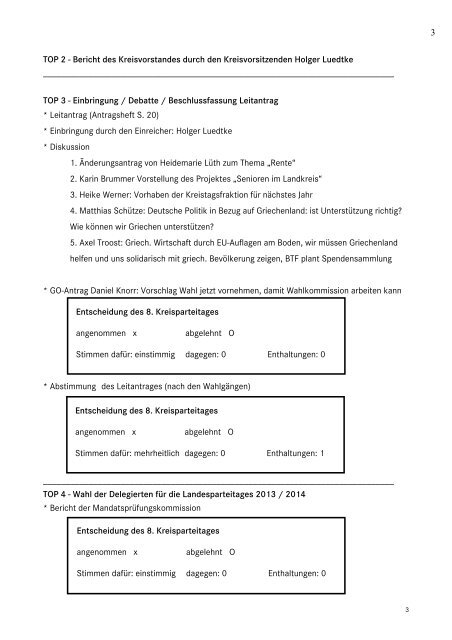 Protokoll zum 8. Kreisparteitag der Partei DIE LINKE