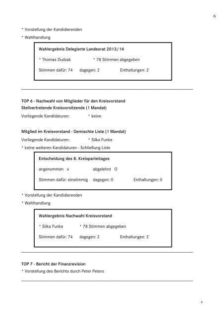 Protokoll zum 8. Kreisparteitag der Partei DIE LINKE