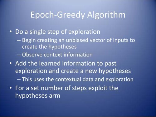 The Epoch-Greedy Algorithm for Contextual Multi-armed Bandits