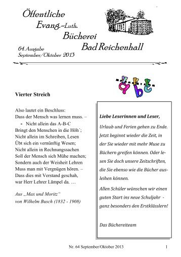 aktuelle Zeitung Nr. 64 - Evang. Ãffentl. BÃ¼cherei Bad Reichenhall