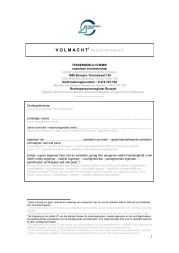 Volmachtformulier / Proxy form / ModÃ¨le de procuration [PDF ...