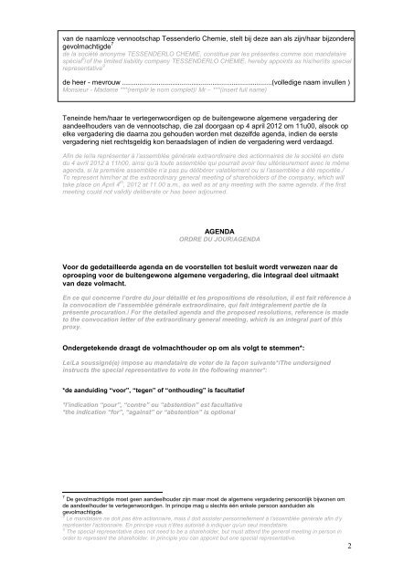 Volmachtformulier / Proxy form / ModÃ¨le de procuration [PDF ...